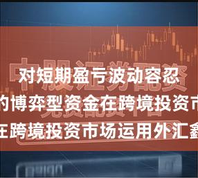 对短期盈亏波动容忍度较高的博弈型资金在跨境投资市场运用外汇鑫